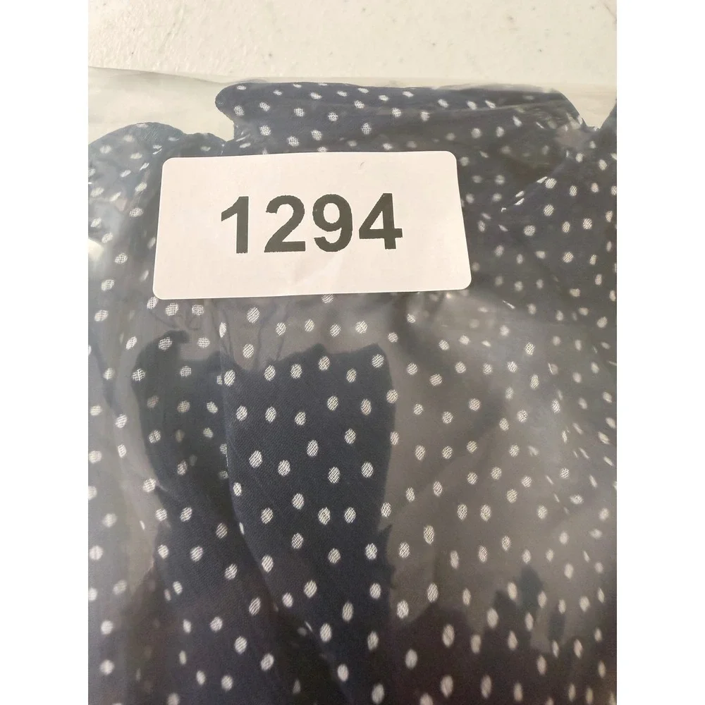Emma & Michele Navy Blue Polka Dot Ruffle Front Sleeveless Shift Dress 2X - Picture 10 of 10